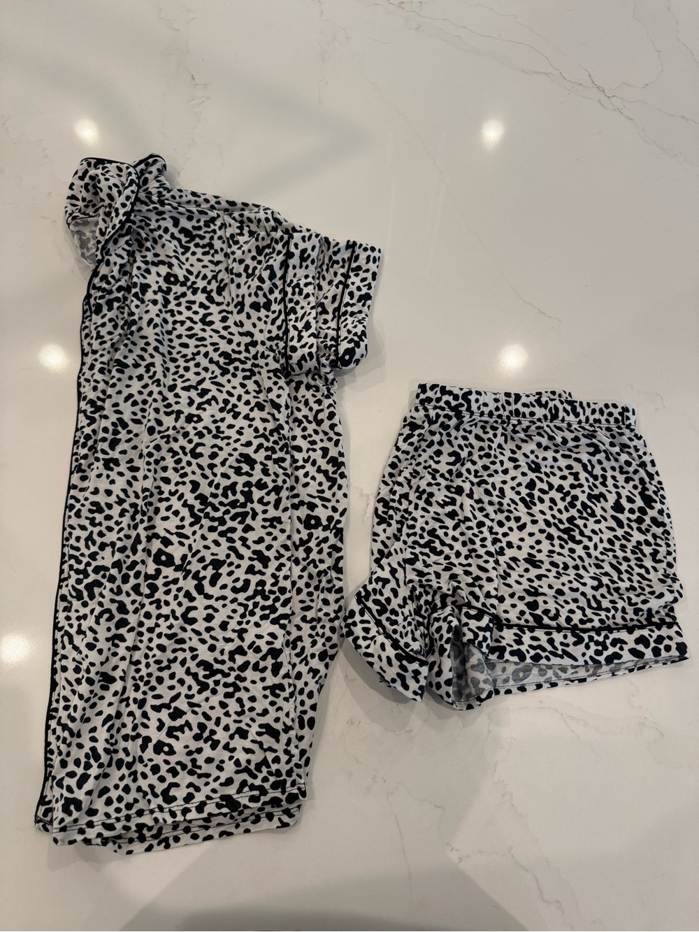 Nordstrom Black and White Leopard-Print Pajama Short Set